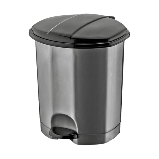 Dünya-01014-400&410 ( Siyah & Gri ) ( 30lt ) ( Pedallı ) Çöp Kovası Plastik ( 358x350x470mm )