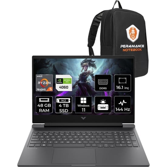HP Victus 16 Ryzen 5 7640HS RTX 4060 48GB RAM 4TB SSD 16.1" FHD 144Hz Win11 Pro 7Z4M8EAPN432 Gaming 