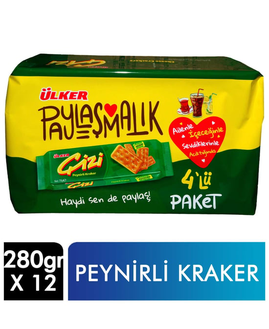 Ülker Çizi Peynirli Kraker 4'lü Paylaşmalık Paket 280 Gr X 12'li Koli