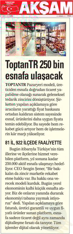 ToptanTR 250 bin esnafa ulaşacak