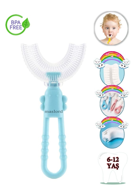 U Tipi Yeni Nesil Diş Fırçası - Mavi - Kelebek Model 6-12 Yaş