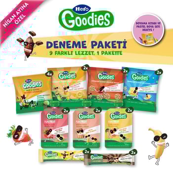Hero Goodies Nisan Özel Karma Atıştırmalık Paketi (24 Parça) – Meyve Bar, Karabuğday Nohut Cipsi, Meyve Püresi, Meyveli Lokma