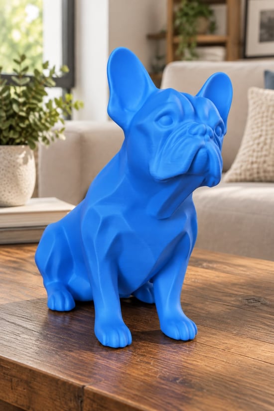 Fransız Bulldog Figürlü Dekoratif Biblo - 19cm Mavi