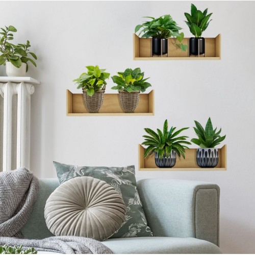 DİYARI FIRSAT Raflı Bitki Tasarımlı Yapışkanlı Sticker 20*30 cm 3lü Set MC-663