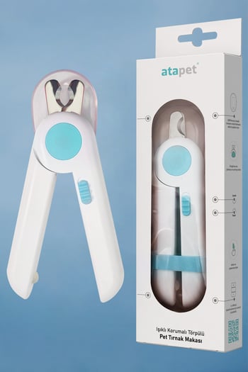 Ata Home Işıklı Kedi Köpek Tırnak Makası Pet Evcil Hayvanları Için Korumalı Led'li Törpülü Tırnak Makası