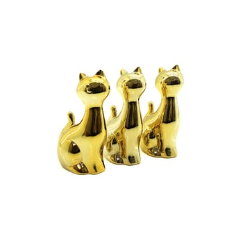 İ12-106 ( Kedi & Büyük ) ( Gold & Seramik ) Biblo & Dekoratif Süs Eşyası