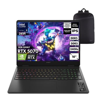 Hp Omen Slim Ultra 9-285h 48 -gbddr5 4 Tbssd Rtx5070 (8gb-gddr7) 16" Wqxga Windows 11 Pro + Hmf Sırt