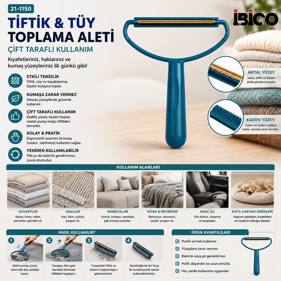 İ21-136 ( 2in1 Başlı ) ( Plastik Saplı ) ( Metal Tiftik Tüy Toplama ) ( Pls.kaşıyıcı Aparat ) ( Pet Shop )