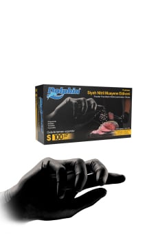 Dolphin Siyah Çok Amaçlı Nitril Muayene Eldiveni S Beden 100 Adet - Mdr