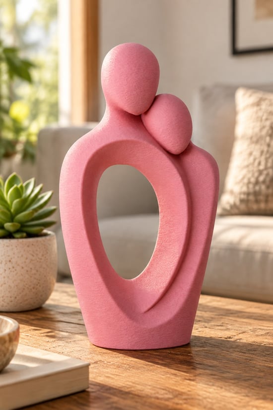 Ebedi İkili Aşkı Figürlü Dekoratif Biblo Pembe