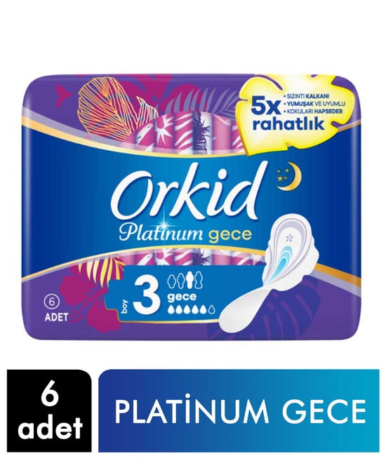 Orkid Hijyenik Ped Platinum 6'lı Gece