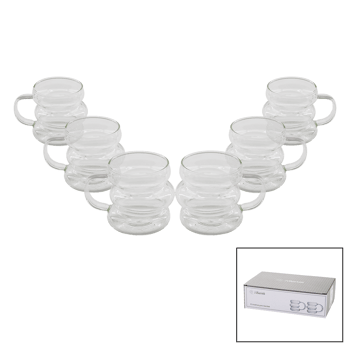 Barotti Dmr-8601 ( 6pcs ) ( 3 Boğumlu & Şeritli ) Kahve Yanı ( Cam ) Bardak