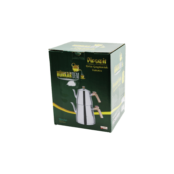 Hünkardem Piramit ( Orta Boy ) Çelik Çaydanlık Seti & Takımı ( Renkli Bakalit Kulp ) ( Üst Demlik : 1.1lt & Alt Suluk: 2lt ) ( Kendinden Süzgeçli )