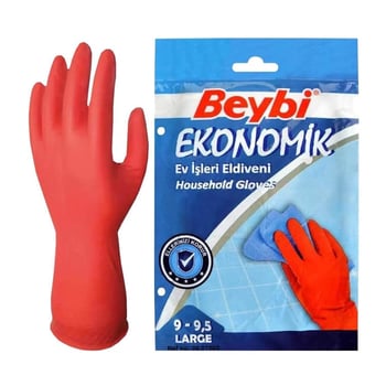 Beybi Ekonomik Ev Işleri Ve Bulaşık Eldiveni 9-9,5 Beden Kırmızı
