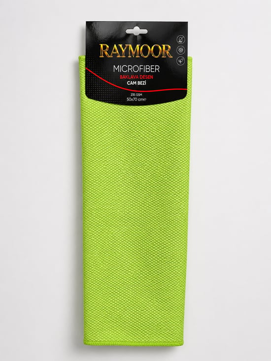 Raymoor Mikrofiber Baklava Desen Cam Bezi 50x70 Cm 240 Gsm İz ve Tüy Bırakmaz Profesyonel Cam Temizlik Bezi