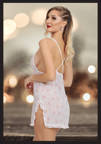 Kirlinova Çiçek Buketi Desenli Mini Gecelik S1364