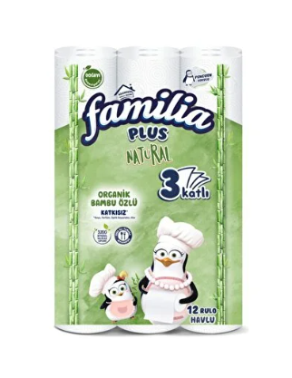 Familia Plus Natural 3 Katlı Kağıt Havlu 12'li Bambu Özlü