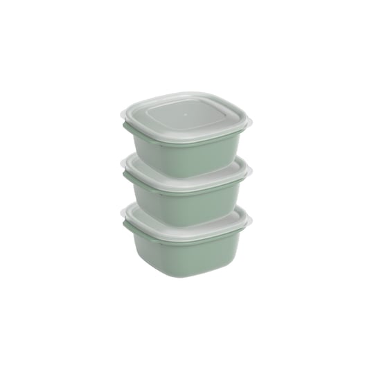 Dünya Dp-31271-999 ( Kare ) ( 3pcs = 550ml ) Easy Keep Saklama Kabı ( Renkli Plastik & Şeffaf Kapak )