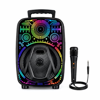 Platoon Pl-4660 Ch-880 Karaoke ( Mikrofonlu ) Speaker Hoparlör (bt & Sd & Usb Sarjlı) ( Rgb Işıklı) ( Dc 5v & Aux ) ( 8'' Inch )