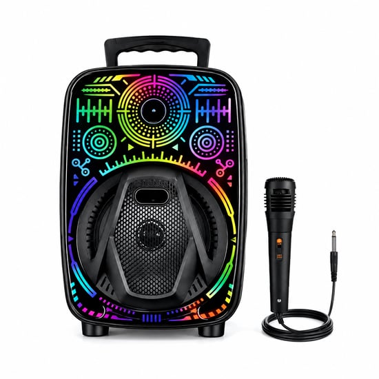 Platoon Pl-4660 Ch-880 Karaoke ( Mikrofonlu ) Speaker Hoparlör (bt & Sd & Usb Sarjlı) ( Rgb Işıklı) ( Dc 5v & Aux ) ( 8'' Inch )