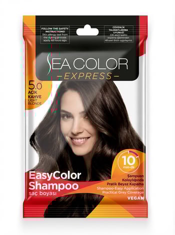 Sea Color Express Şampuan Boya, Şampuan Kolaylığında Saç Boyama 5.0 Açık Kahve