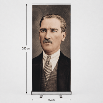 Atatürk Poster Baskılı Roll Up Banner 85x200cm No:2