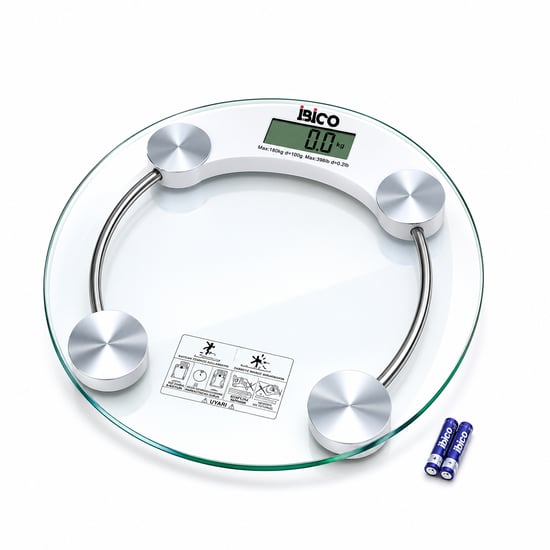 İ11-026 ( Dijital & Pilli ) ( Yuvarlak ) Cam Banyo Baskül Terazi Tartı ( Lcd Ekran ) ( 180kg/0.1g ) ( 30x30cm )
