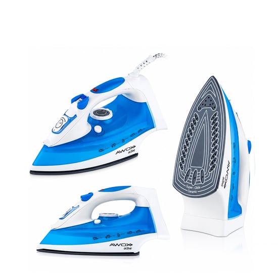 Awox Active ( Mavi & Beyaz ) Buharlı Ütü ( Seramik Taban & 360° Hareketli Kablo & Buhar Ayarlama) (2600w)