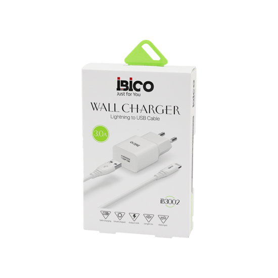 İb-3002 ( Usb To=( İphone ) (set) (ev Başlık+ Kablo=1mt) Telefon Şarj ( Hızlı ) ( 3.0a ) ( 9v-12v )