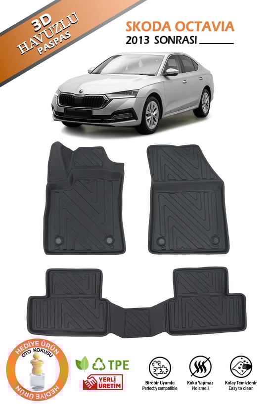 Pikas Havuzlu 3d Siyah Paspas Takımı, Skoda-octavia-2013-sonrasi