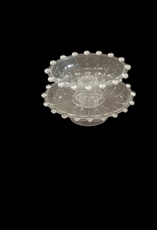 Bercen 2 Katlı Sunumluk Oval/yuvarlak-şeffaf Kristal Sunumluk