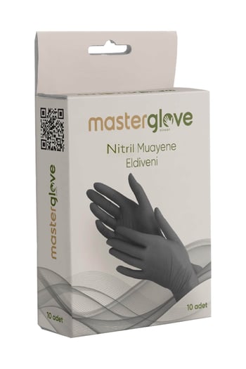 Master Glove Pudrasız Nitril Muayene Eldiveni Siyah 10'lu