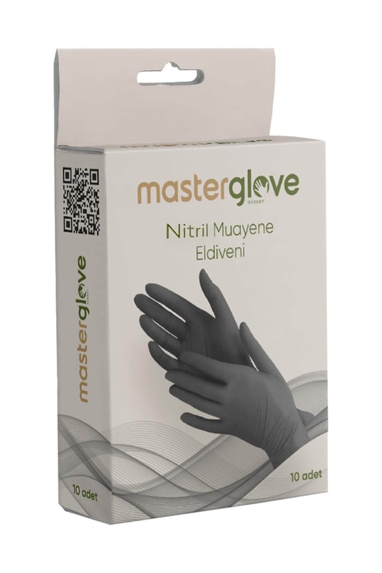 Master Glove Pudrasız Nitril Muayene Eldiveni Siyah 10'lu