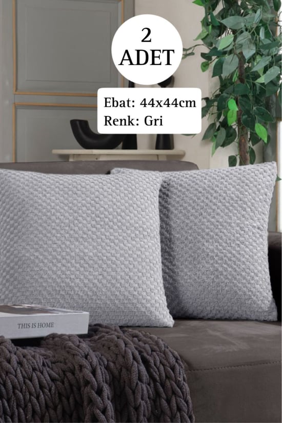 Shal Plaid 2'li Dekoratif Kırlent Kılıfı Yastık Kılıfı 44x44cm