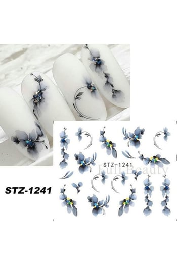 Misyul 5d Tırnak Sticker Yapışkanı Mavi Çiçekli Mıs-3512