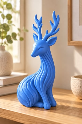 Japon Tarzı Noel Geyik Figürlü Dekoratif Biblo Mavi