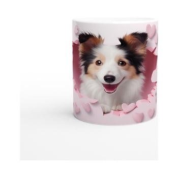 Çatlak Duvardan Bakan Sheltie Temalı Baskılı Kupa Bardak
