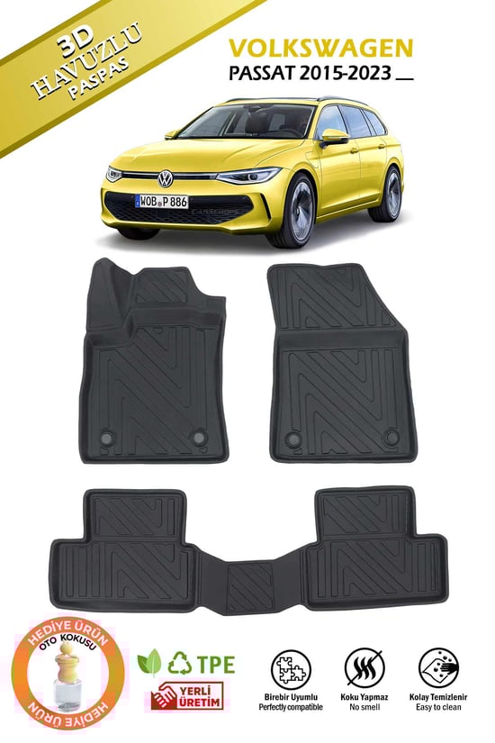 Pikas Havuzlu 3d Siyah Paspas Takımı,volkswagen-passat-2015-2023