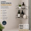 K13-018 ( 2 Katlı & Üçgen ) ( Krom ) ( Metal ) Banyo Köşelik & Duşkabin Raf