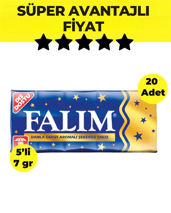Falım Damla 5'li 7 Gr 20 Adet Sakız
