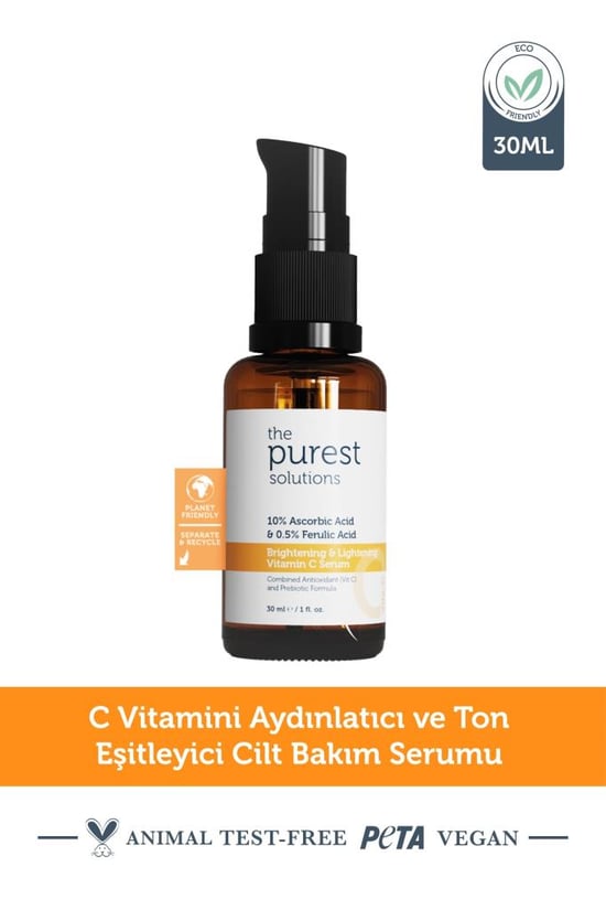 The Purest Solutions C Vit Aydınlatıcı ve Ton Eşitleyici Bakım Serumu 30 Ml %10 Ascorbic Acid &amp; Ferulic Acid %0,5