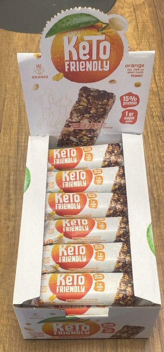 Hünnap Keto Friendly Portakal Parçacıklı Yer Fıstıklı Bar 30 Gr 24 Adet