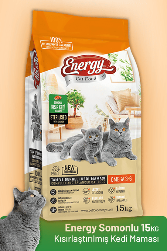 Energy Somonlu Kısırlaştırılmış Kedi Maması - 15 Kg