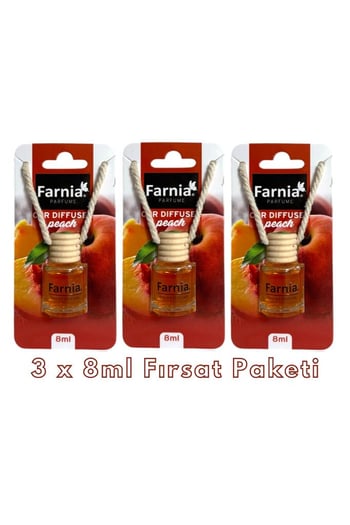 Farnia Yüksek Esanslı Askılı Araç Kokusu Edp Parfüm Şeftali 8 Ml 3 Adet Avantaj Paketi