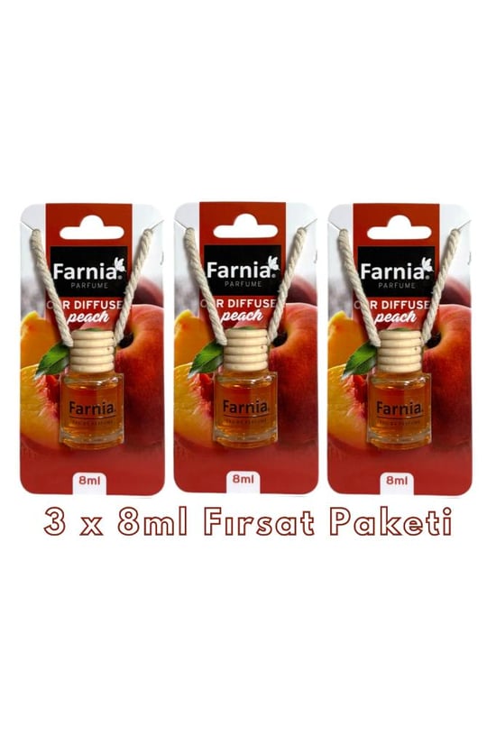 Farnia Yüksek Esanslı Askılı Araç Kokusu Edp Parfüm Şeftali 8 Ml 3 Adet Avantaj Paketi