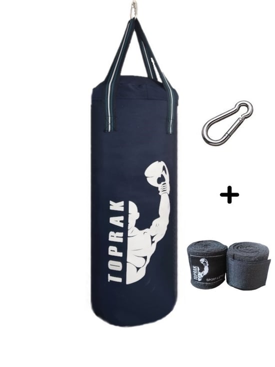 Diji Baby Boks Torbası Eldiven, Karabina ve Bandaj Hediyeli İçi Dolu 50x20 Cm Lacivert