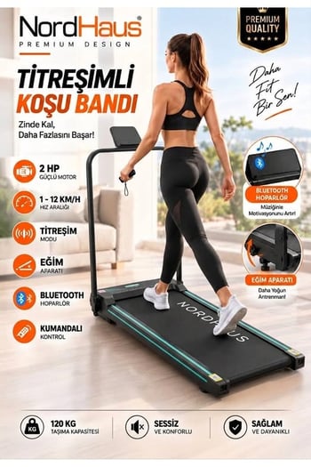 2 İn 1 Titreşim Modlu Koşu ve Yürüme Bandı 1-10 Km/h Bluetooth Uygulama Destekli 0.75 Hp