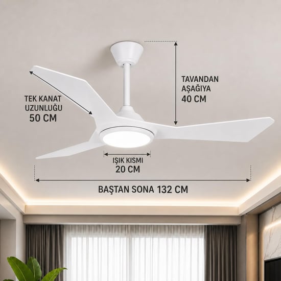 Cata Cenevre Ledli Tavan Vantilatör 132cm (52inç) Ct-3000