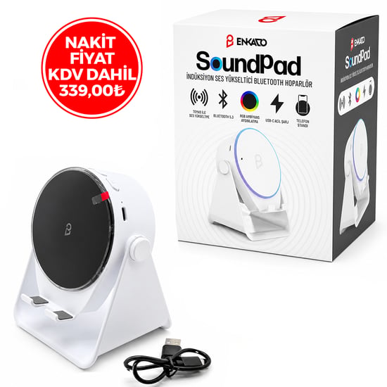 Enkado Ekd-s11 Soundpad ( Beyaz ) ( 5in1 & 5w & 2000mah) ( Temas ile Ses Yükseltme & Telefon Stand & Usb-c Şarj ) İndiksiyon Ses Yükseltici Bluetooth Hoparlör ( Speaker )