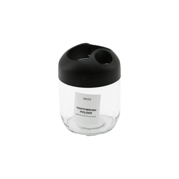 Qlux C-00551 No-03 Clary ( Cam ) Diş Fırçalık ( 425cc ) ( 3 Bölmeli Siyah Plastik Kapak Kapak )